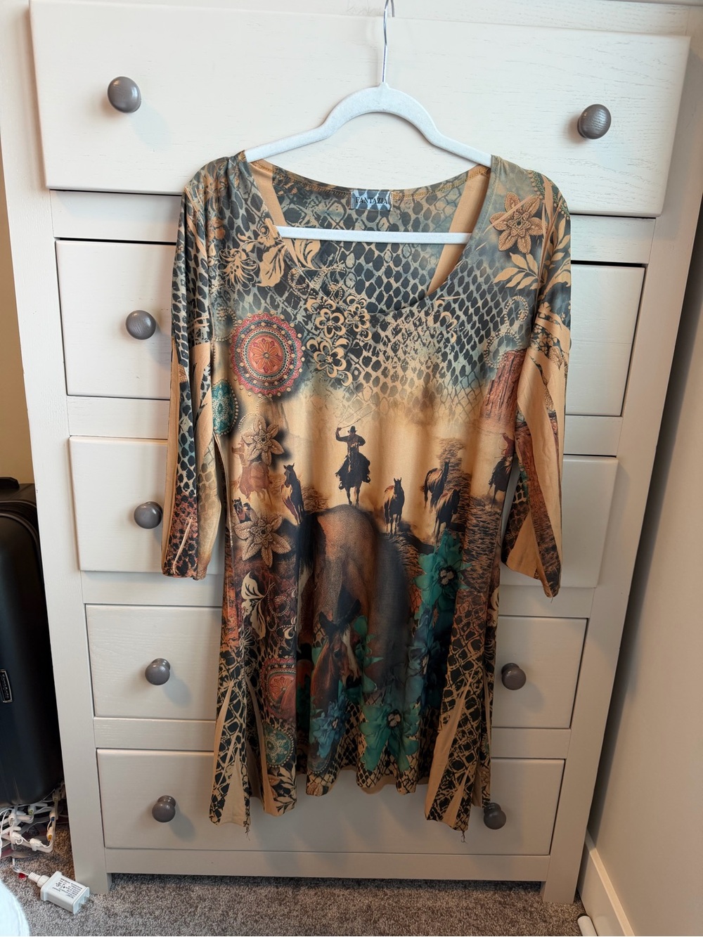 Western Print Tunic Top